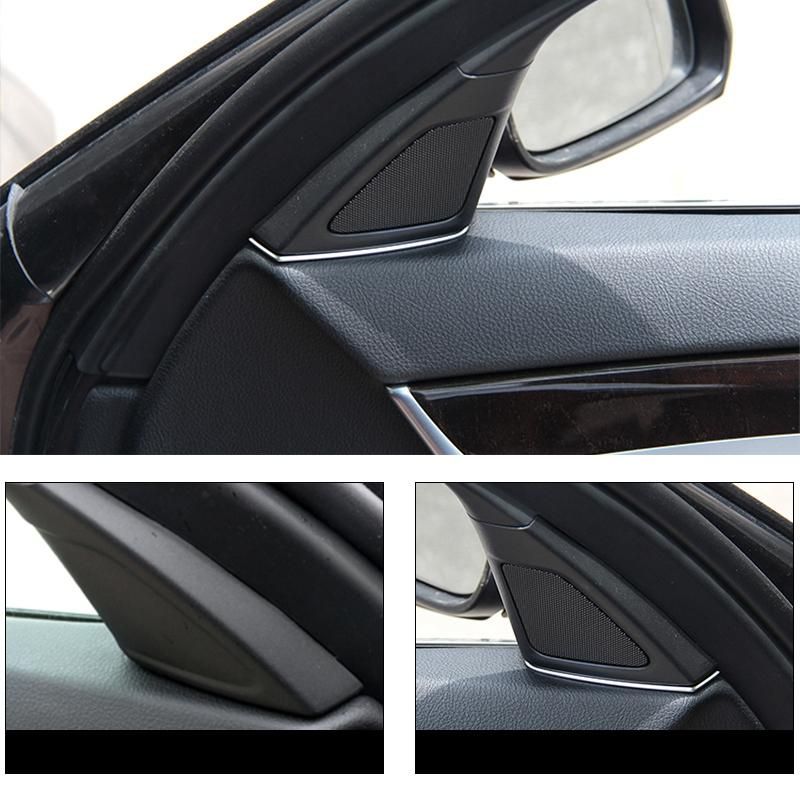 2Pcs Door Tweeter Slot Plug Stickers for F10 F11-BMW 5 Series 2011-2013 ABS Chrome Door Speakers Frame