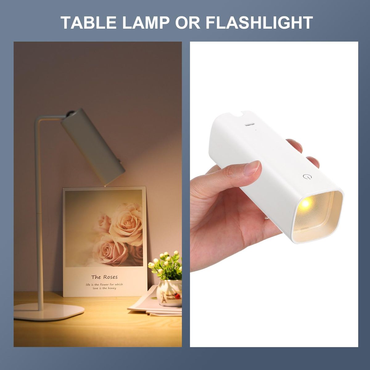 Neoglint LED Table Lamp Multifunctional Desk Lamp Portable Flashlight 360° Eyes Caring Reading Lamp Bedside Lamp Touch Control Stepless Dimmable Light Sensor Rechargeable for Home Office Bedroom