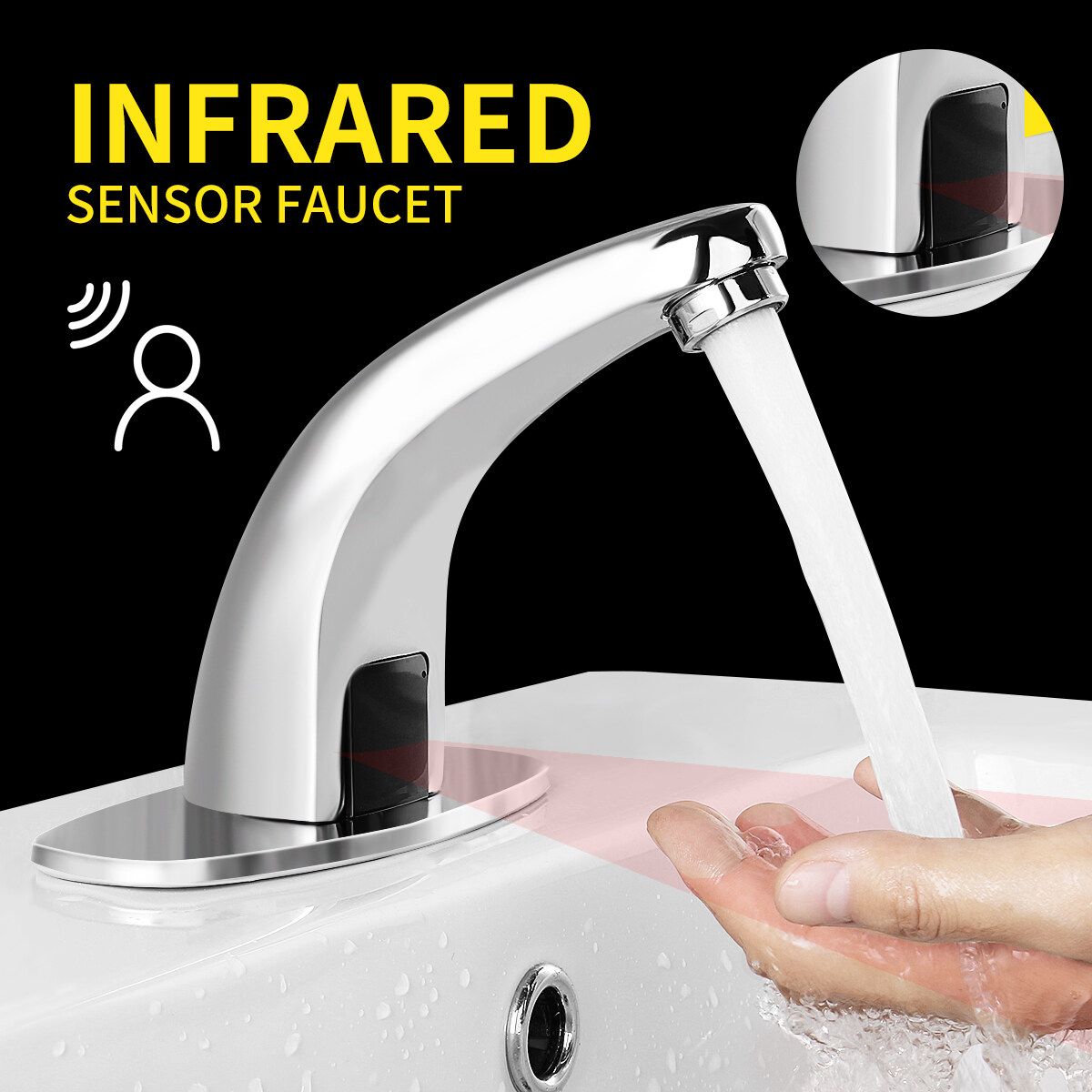 Automatic Sink Mixers Sensor Tap Infrared Water Bathroom Hands Free Basin Faucet