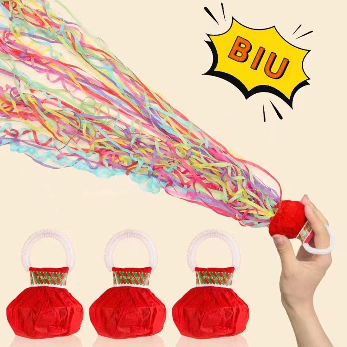 Hand-thrown Streamers 10pcs Celebration Streamer Popper for Parties Multicolor