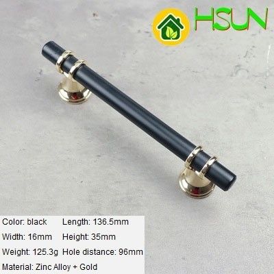 Real Gold Handle Black Gold Color Single Hole Long Handle Zinc Alloy Modern Simple Luxury Drawer Cabinet Door Handle