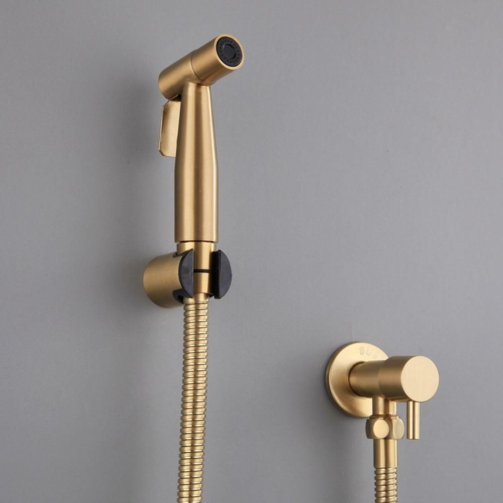 Bathroom Toilet Bidet Tap Kit Brushed Gold Wall Mounted