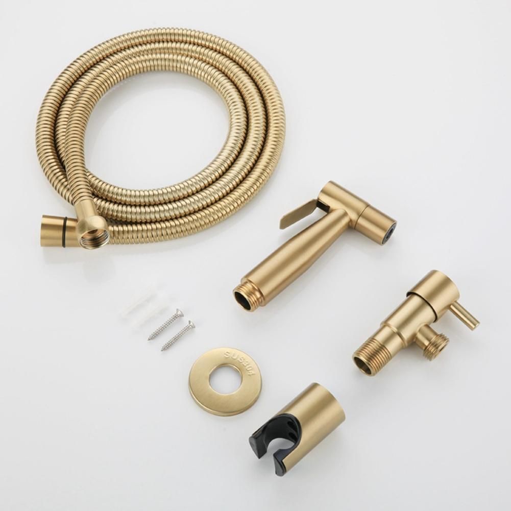 Bathroom Toilet Bidet Tap Kit Brushed Gold Wall Mounted