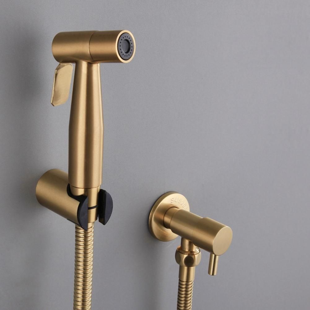 Bathroom Toilet Bidet Tap Kit Brushed Gold Wall Mounted