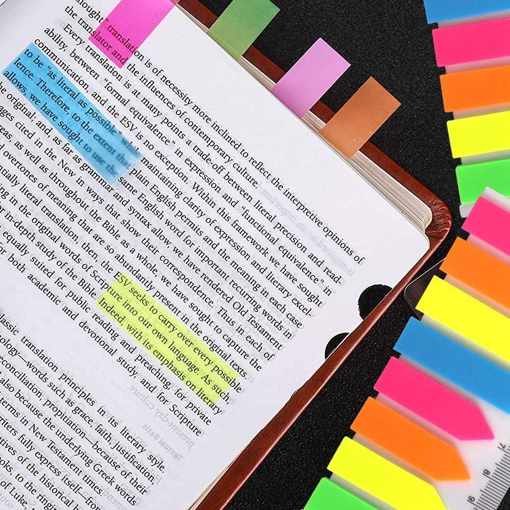 960 Pcs Neon Page Markers, 6 Sets Translucent Page Flags Fluorescent Index Tabs Sticky Notes Tabs with 12 Cm Measurement