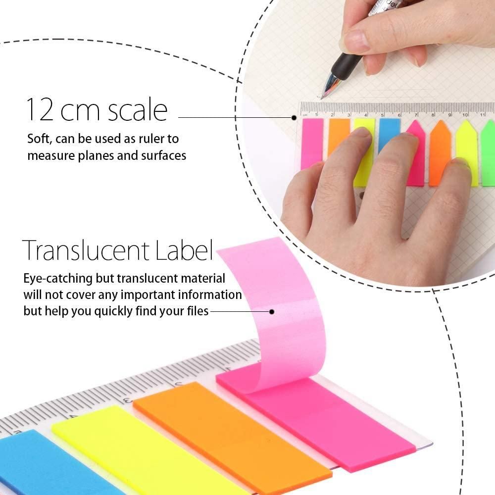 960 Pcs Neon Page Markers, 6 Sets Translucent Page Flags Fluorescent Index Tabs Sticky Notes Tabs with 12 Cm Measurement