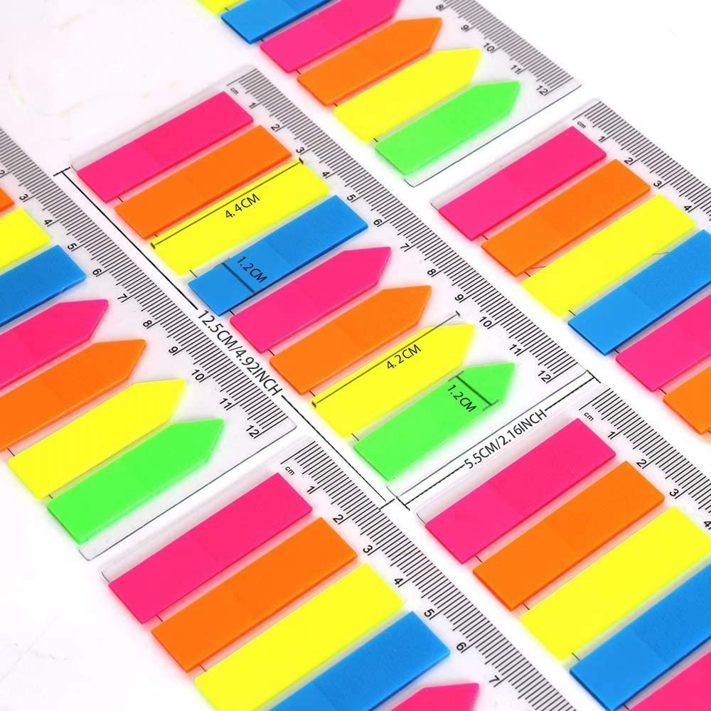 960 Pcs Neon Page Markers, 6 Sets Translucent Page Flags Fluorescent Index Tabs Sticky Notes Tabs with 12 Cm Measurement