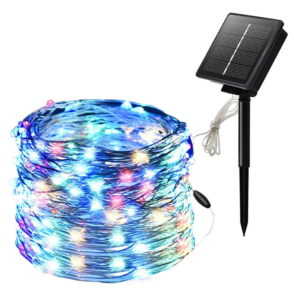 Solar Copper Wire Light String 100LED Dekoration Innenhof Fa