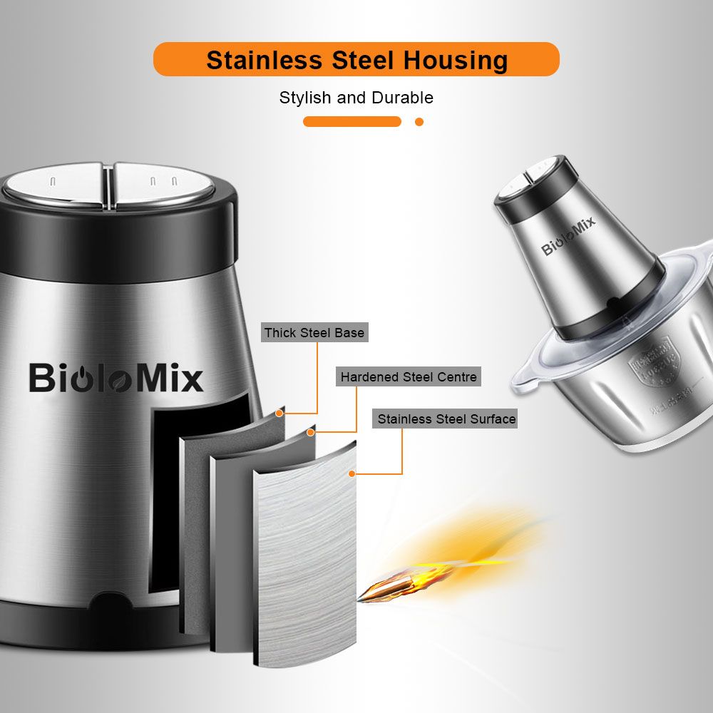 Stainless Steel 2L Capacity Electric Chopper Meat Grinder