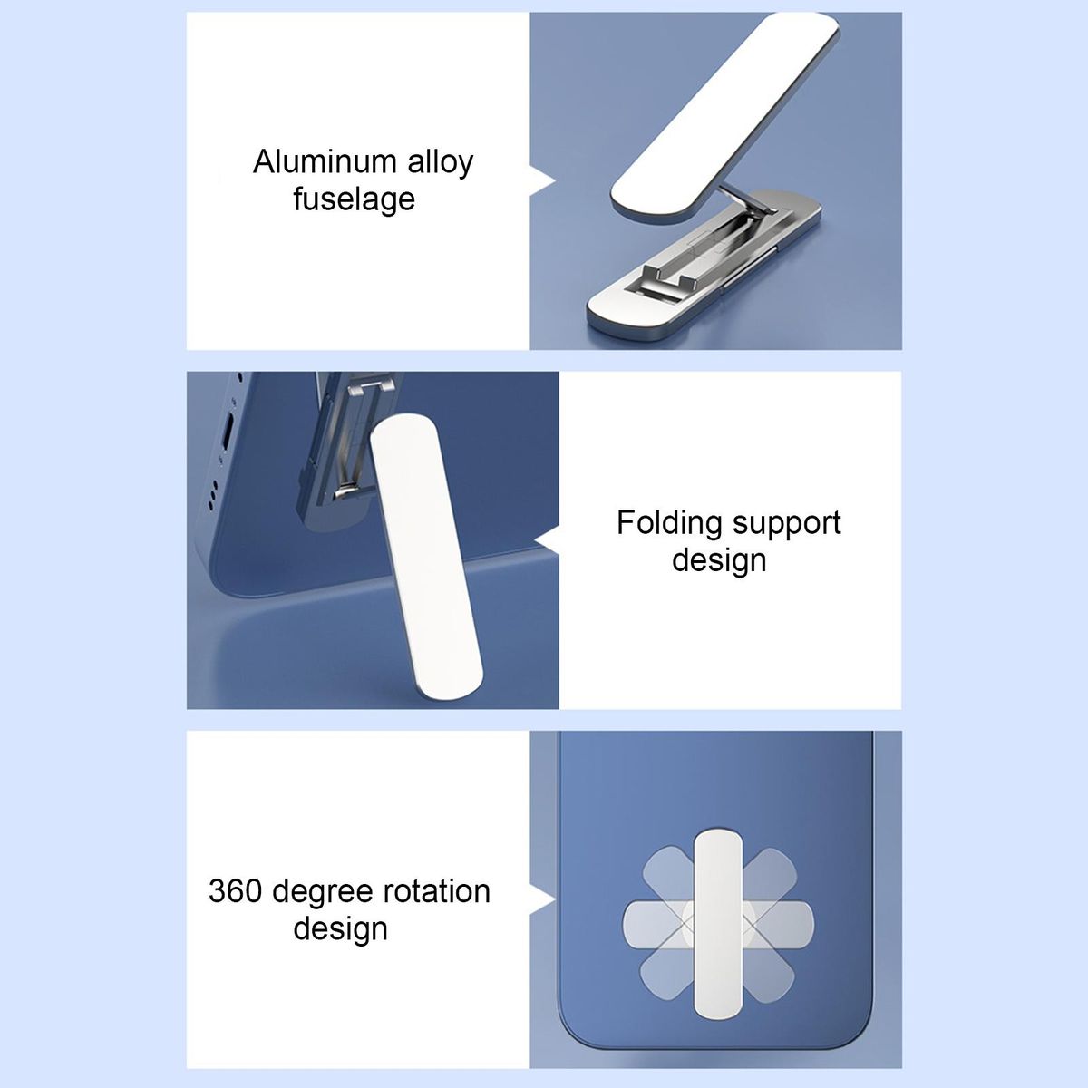 Foldable Mobile Phone Holder 360-Degree Rotatable Phone Bracket Aluminium Alloy Phone Desk Stand