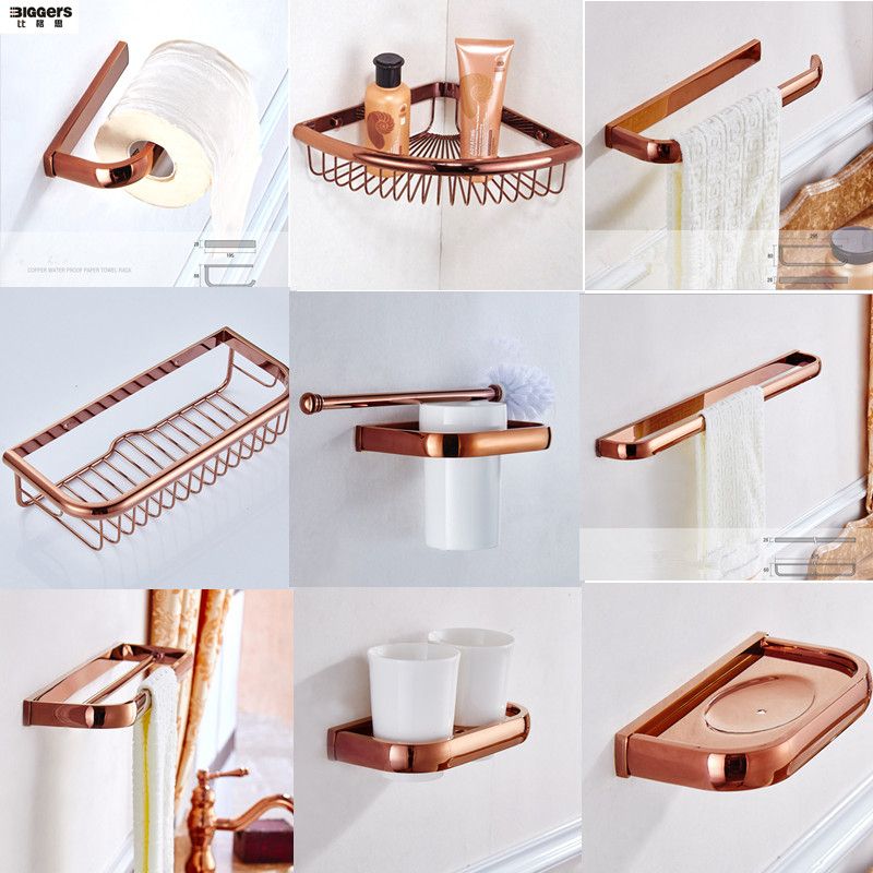 (toilet Brush Holder) Biers Luxury Rose Gold Copper