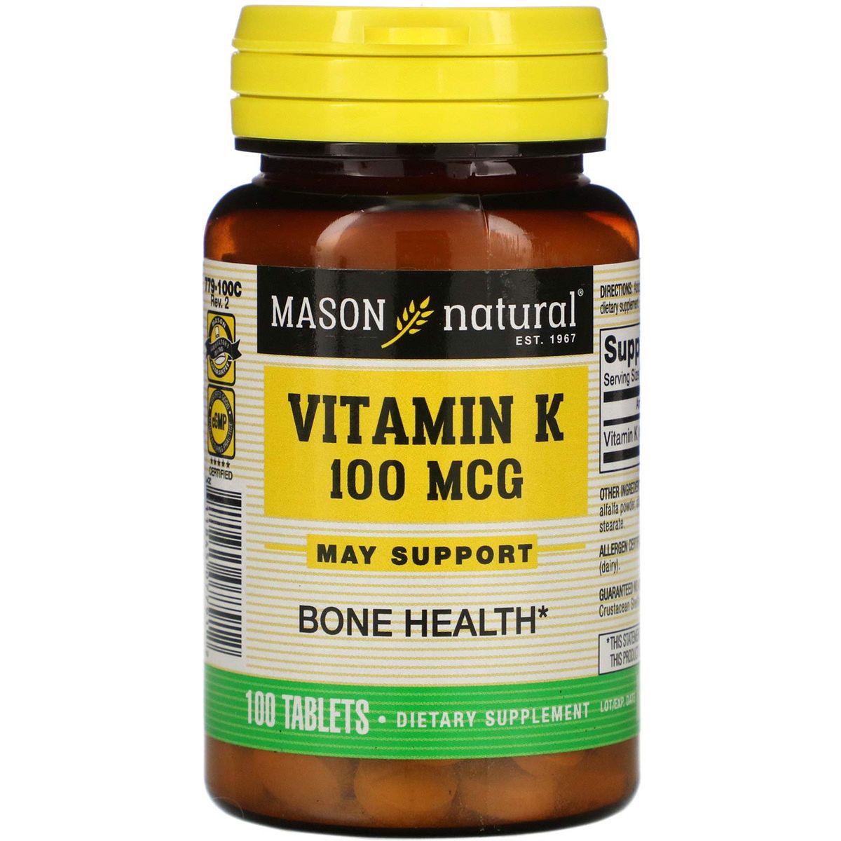 Mason Vitamins Vitamin K 100 Mcg Tablets X100Tablets