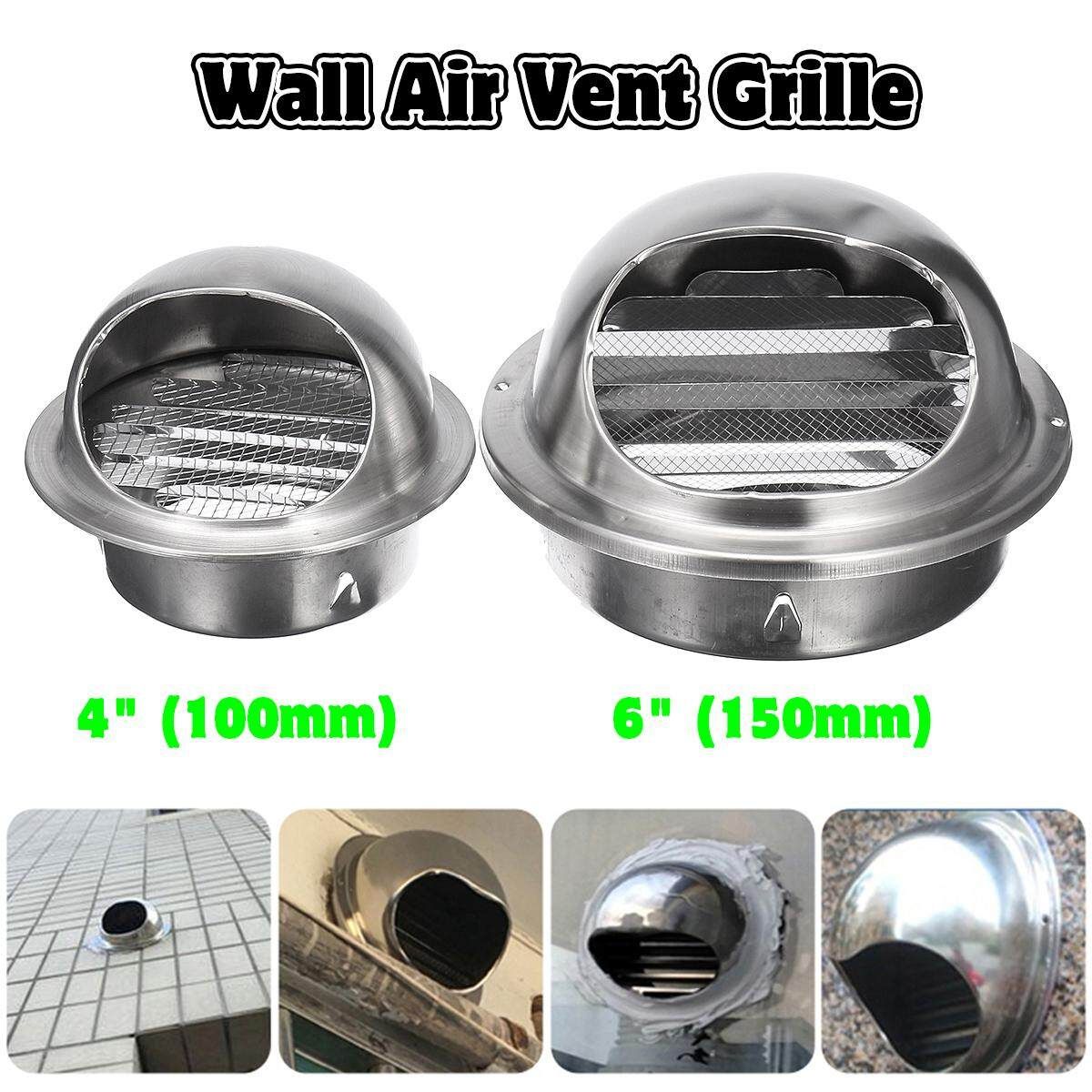 150mm Stainless Steel Wall Air Vent Ducting Ventilation Exhaust Grille Cover Outlet 150mm 6