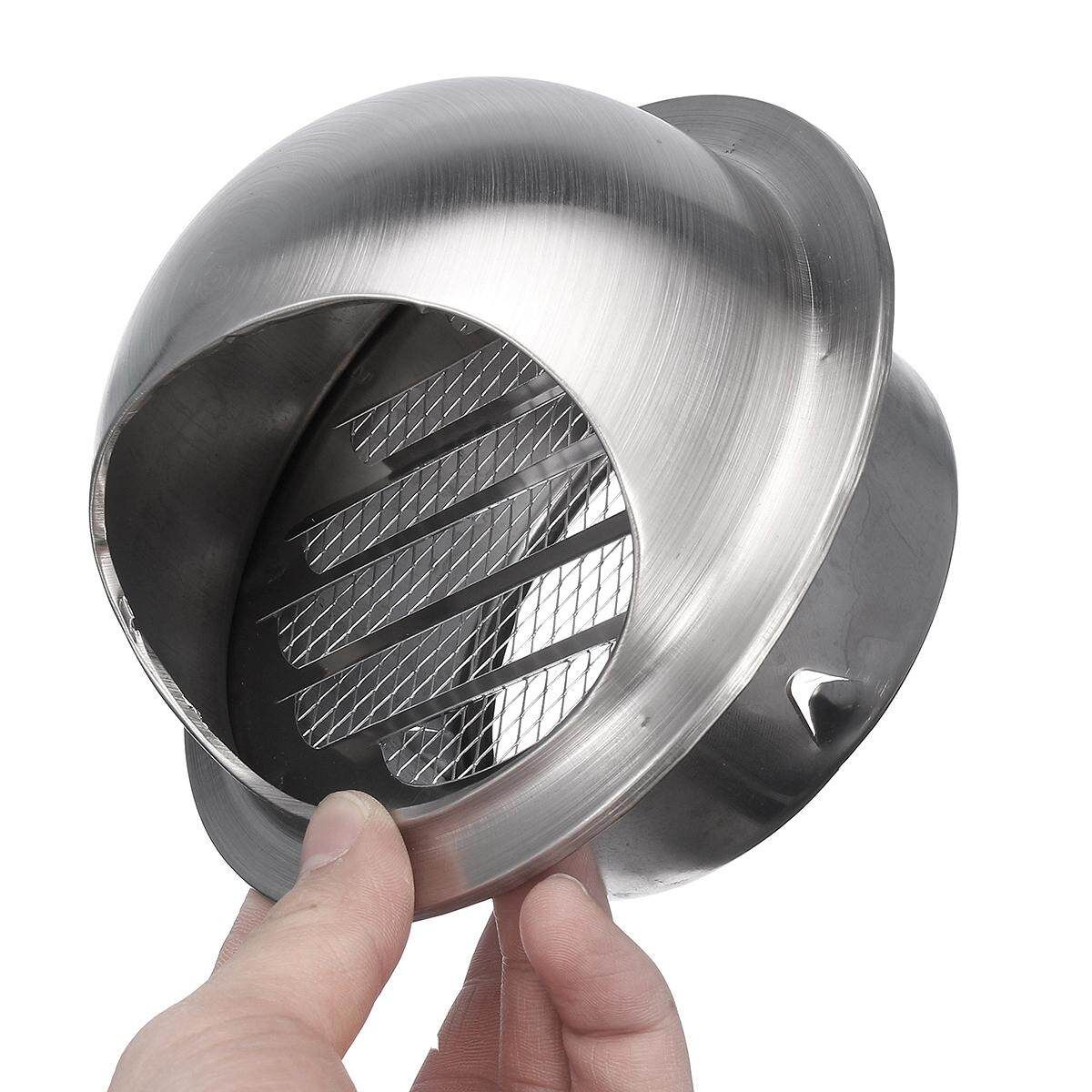 150mm Stainless Steel Wall Air Vent Ducting Ventilation Exhaust Grille Cover Outlet 150mm 6" Stainless Pipe Hood With Stainless Mesh Silver