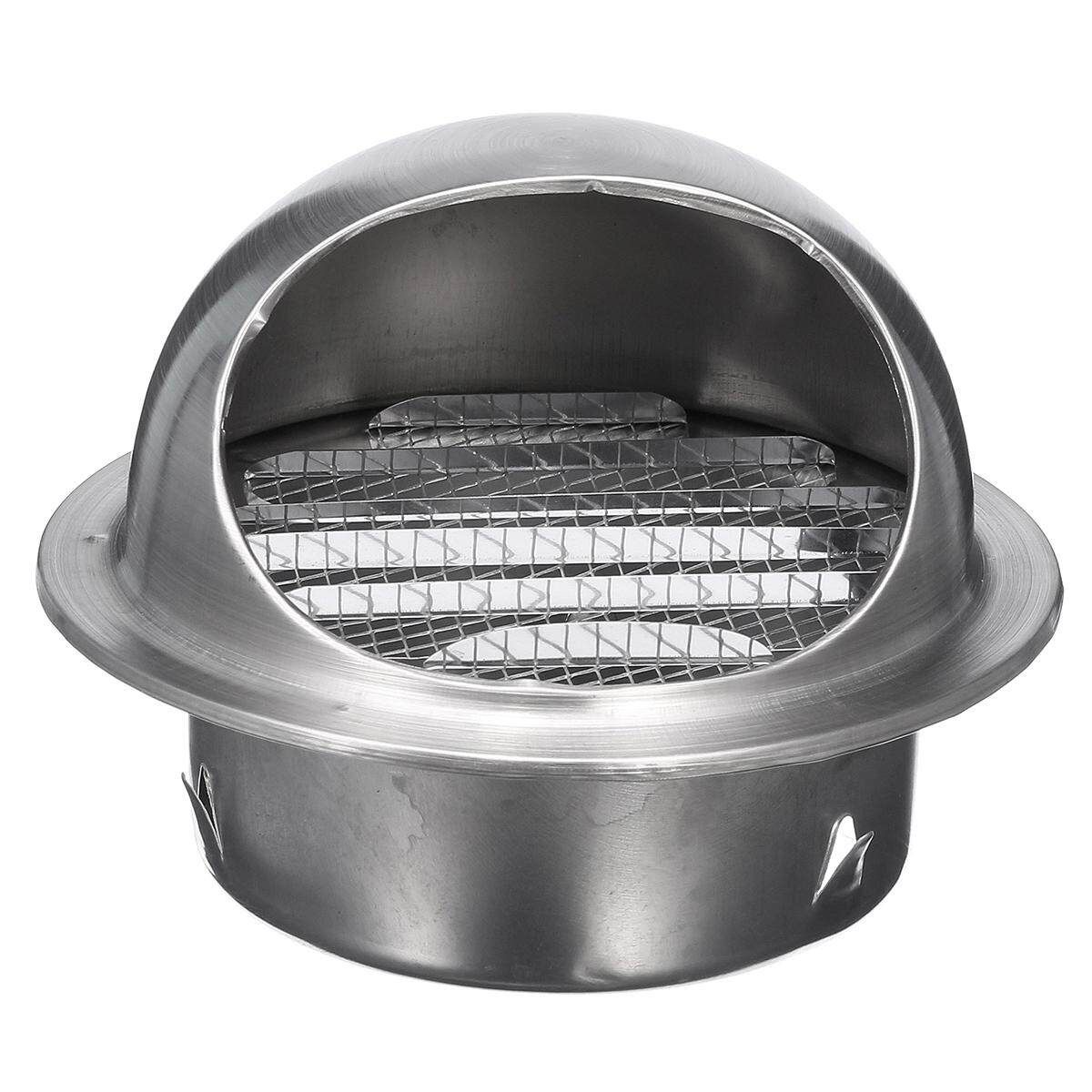 150mm Stainless Steel Wall Air Vent Ducting Ventilation Exhaust Grille Cover Outlet 150mm 6" Stainless Pipe Hood With Stainless Mesh Silver