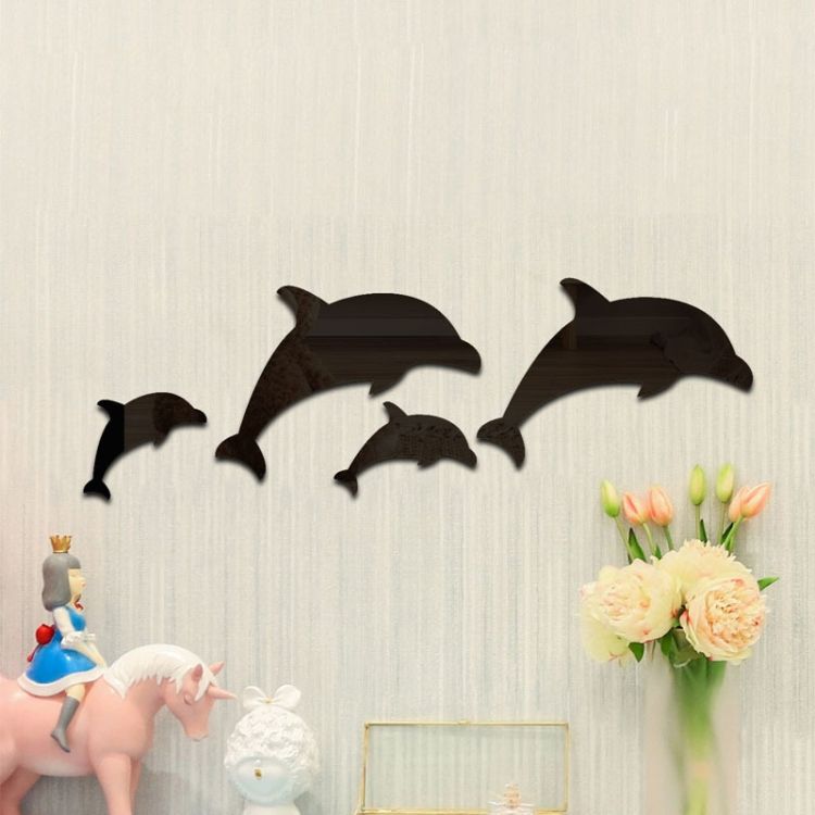 4pcs /Set Acrylic Dolphin Stereo Wall Stickers