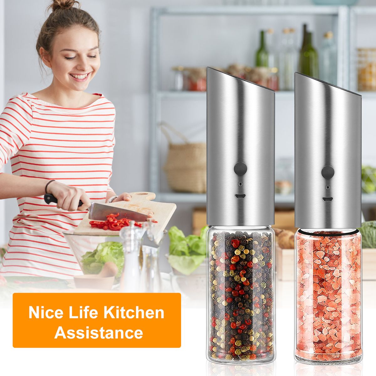 Electric Pepper Mill Machine Tool Salt Grinder USB Powered