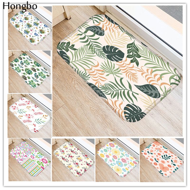 Hongbo 40*60cm Floral Plant Printed Anti-slip Floo