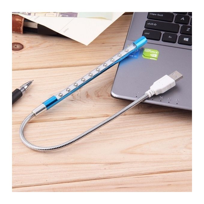 Flexible USB 10LEDs LED Light Lamp - Black