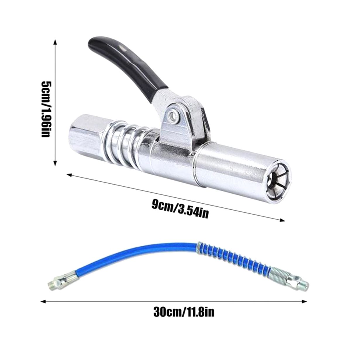Grease Nipple Coupler Grease Pump Head Syringe Nozzle with 30cm Hose