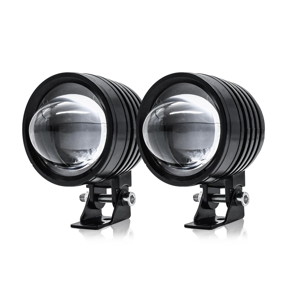 2Pcs Motorcycle Spot Lights Motorcycle LED Driving Lights Fog Lamps White and Amber LED Spotlights 60W 6000LM for Motorcycle Car Tractor Truck ATV SUV Boat