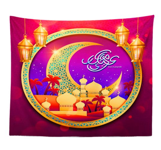 Ramadan Kareem Tapestry Golden Muslim Moon Lantern Wall Hanging Tapestries For Living Room Bedroom Home DormDecor