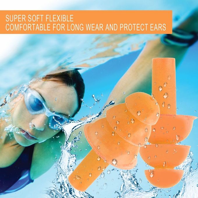 A Pair Silicone Ear Plugs Anti Noise Snore Earplugs Reduction For Study Orange
