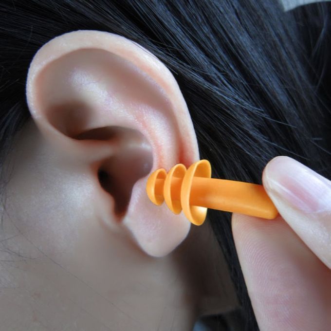 A Pair Silicone Ear Plugs Anti Noise Snore Earplugs Reduction For Study Orange