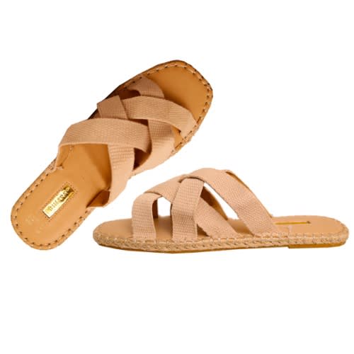 Simple Woven Sliders Slippers - Cream