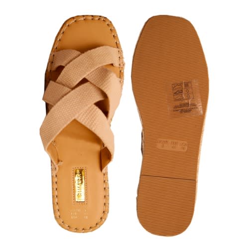 Simple Woven Sliders Slippers - Cream
