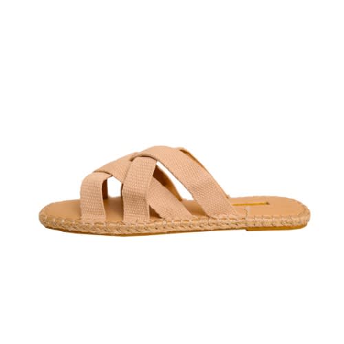 Simple Woven Sliders Slippers - Cream