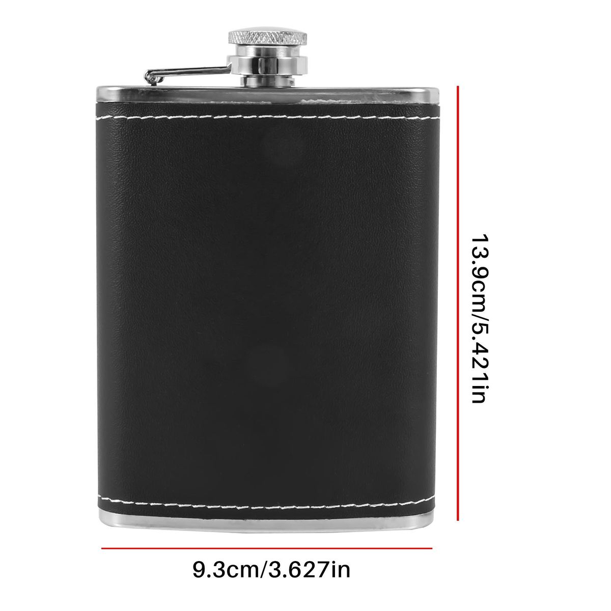 Pocket Hip Flask 8 Oz with Funnel Stainless Steel with Black Leather Wrapped Cover and Leak Proof - Fits any Suit for Discrete  Shot Drinking