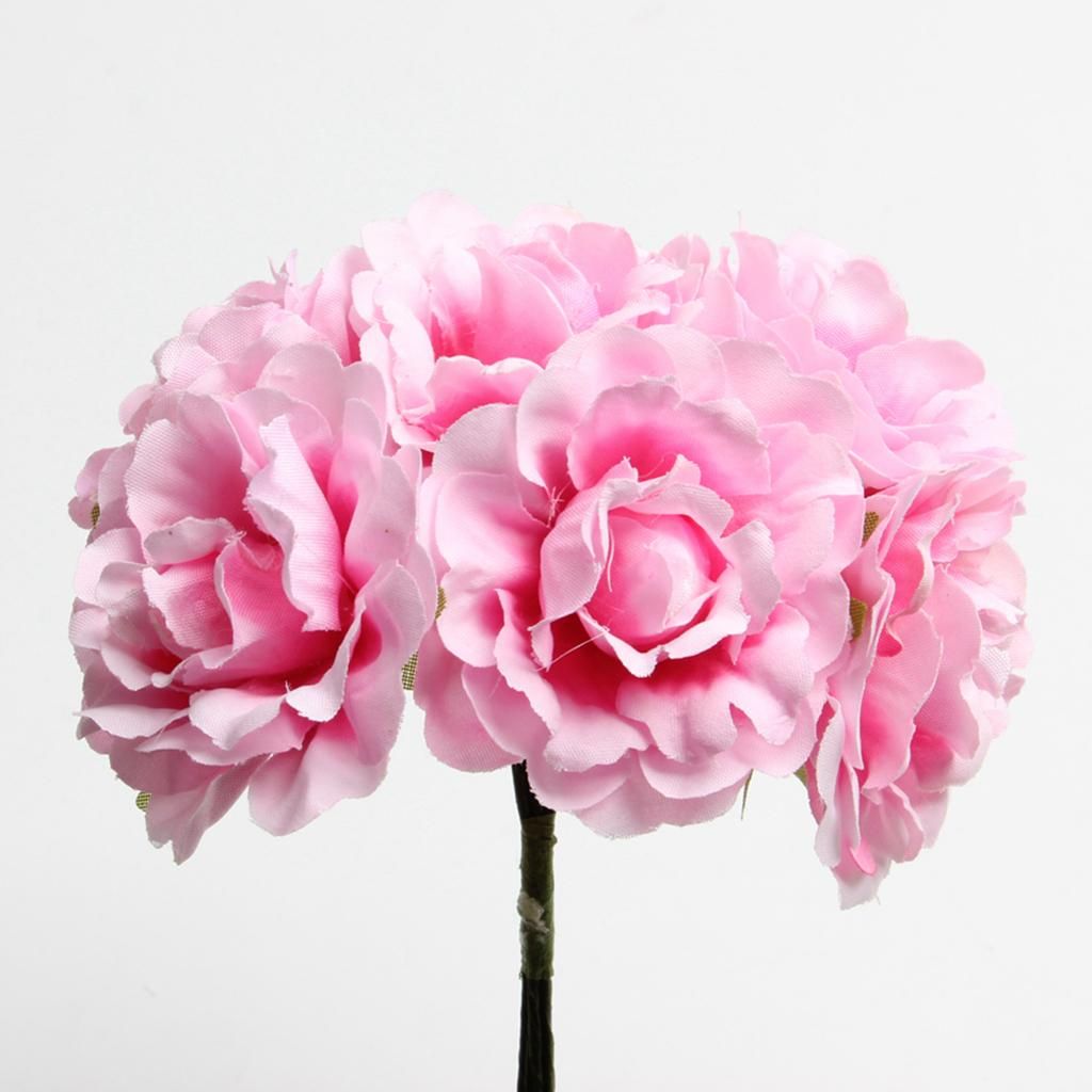 6 Heads Artificial  Wedding Flowers 4x8cm Pink