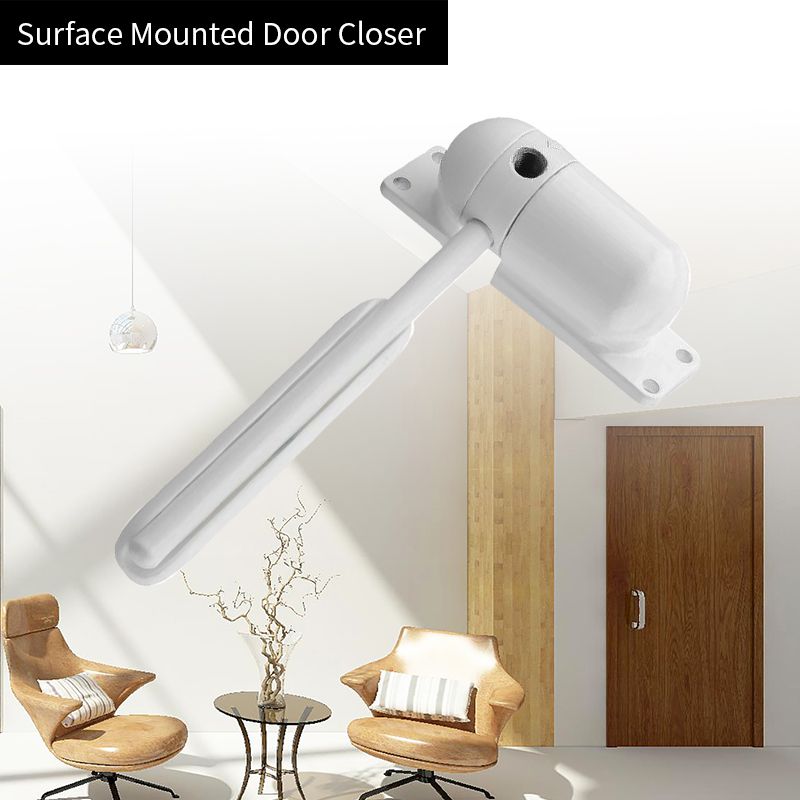 20-70kg White Zinc Alloy Adjustable Surface Door Closers