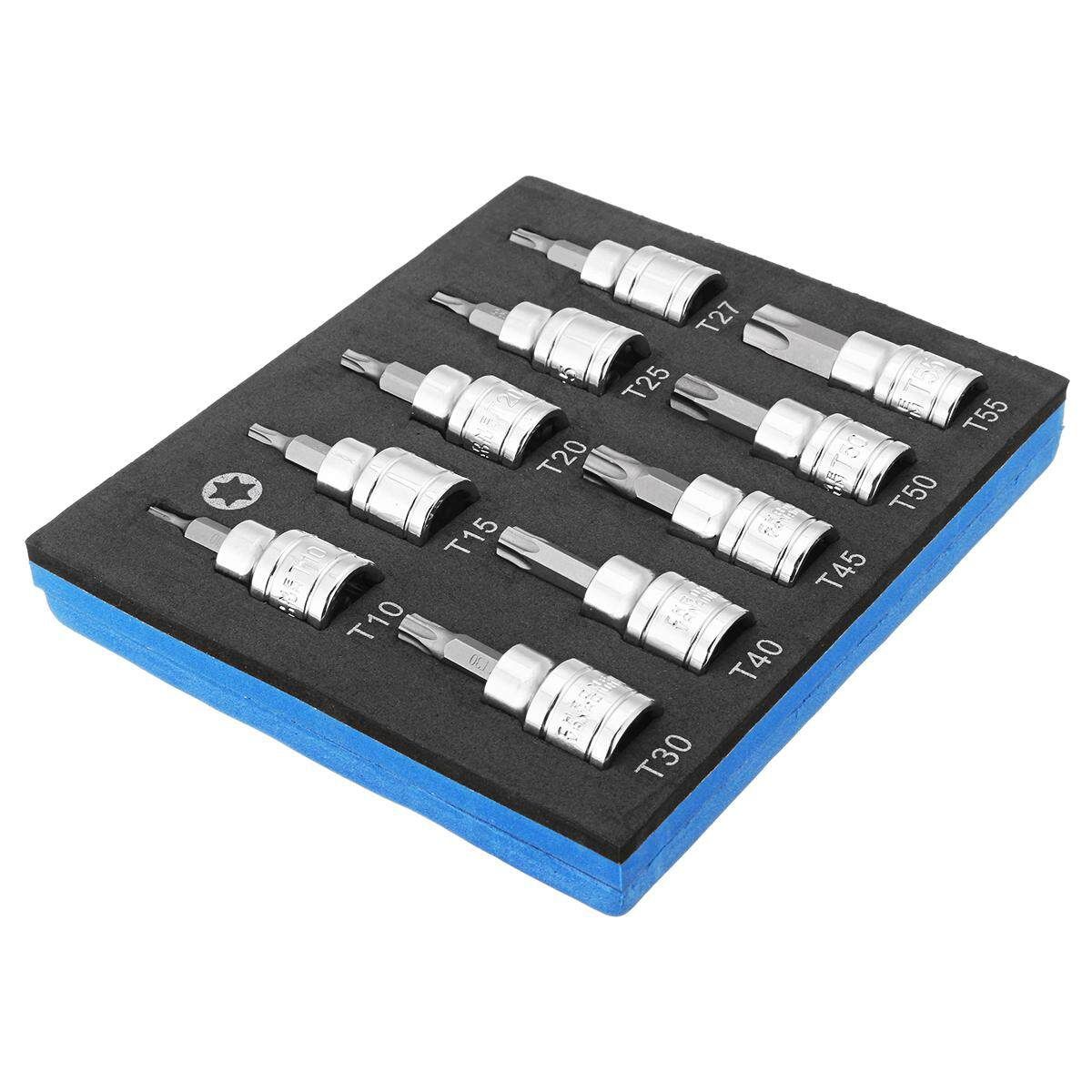 3/8 Dr 48mm Long S2 Tamper Proof Torx Bit Socket Set T10 - T55 B1177 10 Pieces T10-t55