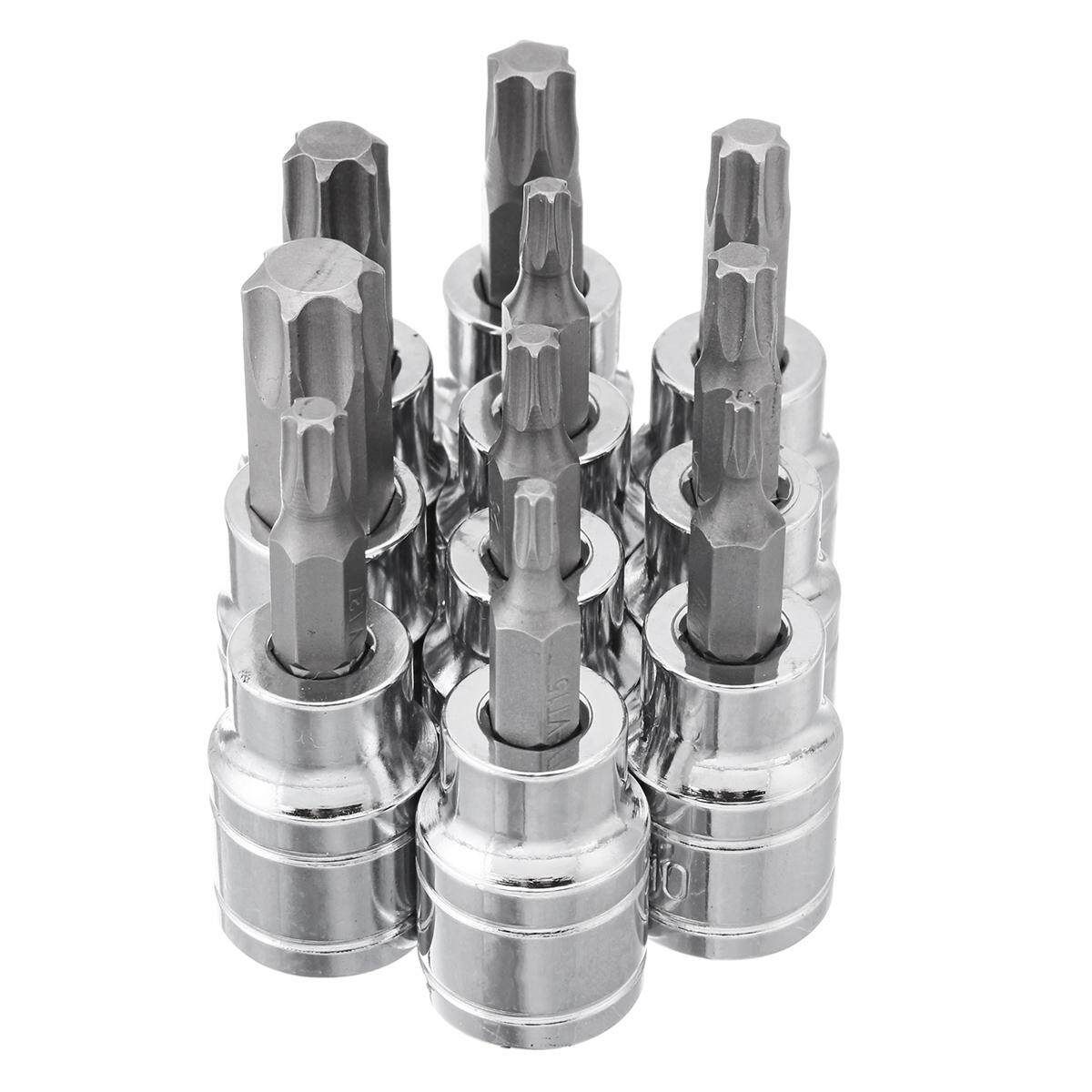 3/8 Dr 48mm Long S2 Tamper Proof Torx Bit Socket Set T10 - T55 B1177 10 Pieces T10-t55