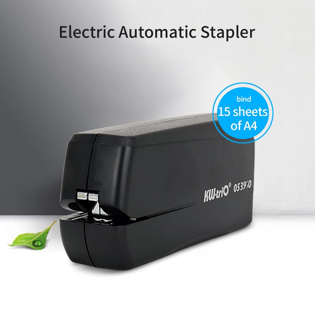 KW-triO Automatic Electric Stapler Automatic Desktop Stapler 15 Sheet Capacity Less Effort Support NO.10 Staples for Home Office School Supplies Battery Power Supply
