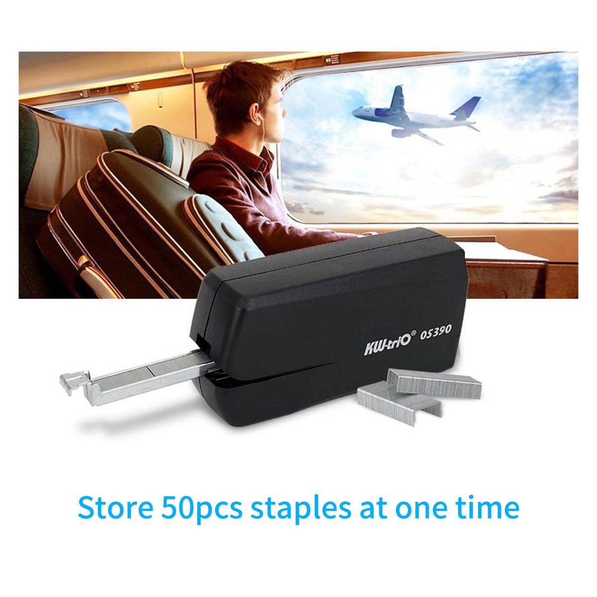 KW-triO Automatic Electric Stapler Automatic Desktop Stapler 15 Sheet Capacity Less Effort Support NO.10 Staples for Home Office School Supplies Battery Power Supply