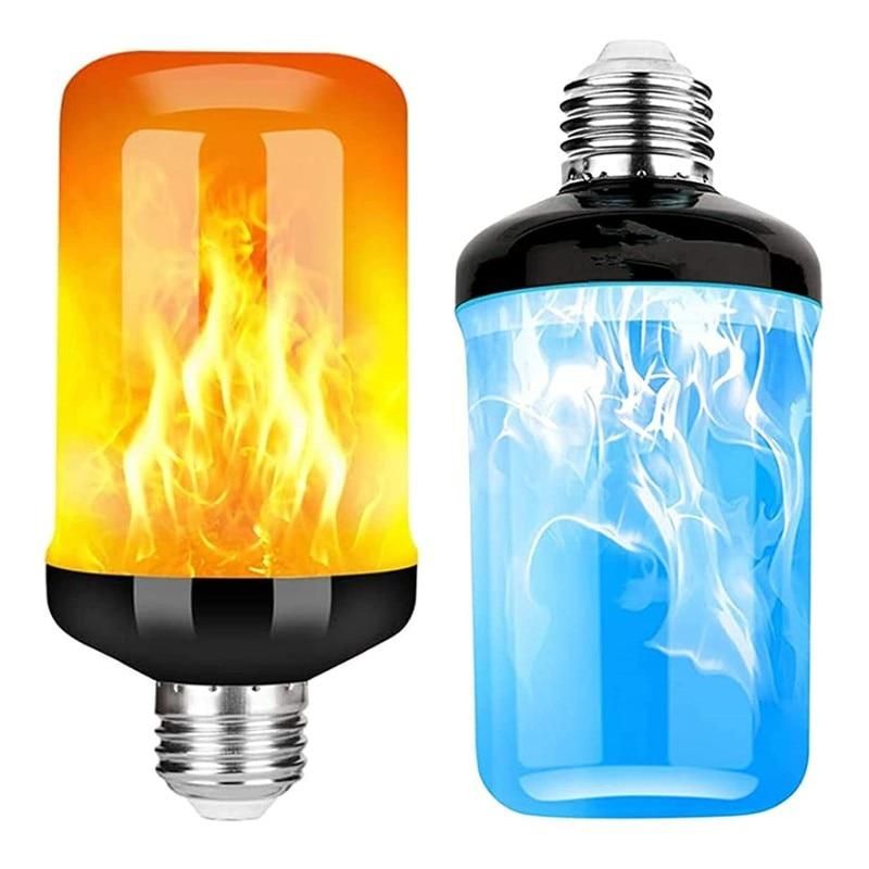 4 Modes Flame Effect Decorative Bulb LED Dynamic Flame Blue Light  E27 Creative Corn Bulb Flame simulation effect Night light