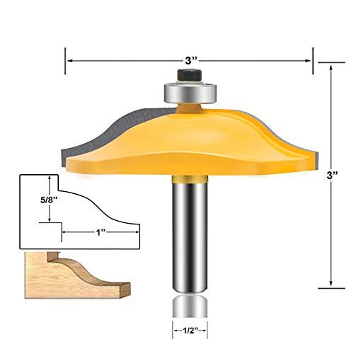 OLETBE 3 PCS Router Bit Set 12Inch Shank Round Over Raised P