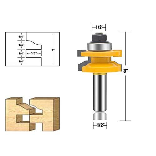 OLETBE 3 PCS Router Bit Set 12Inch Shank Round Over Raised P