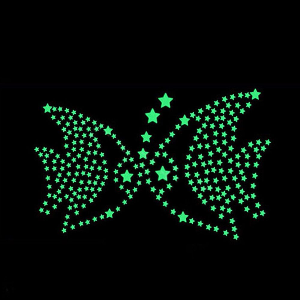 Glow In The Dark 3D Stars Wall Stickers 100Pcs Luminous Fluorescent Plastic Wall Sticker For Kids Baby Room Bedroom Ceiling Home Decor