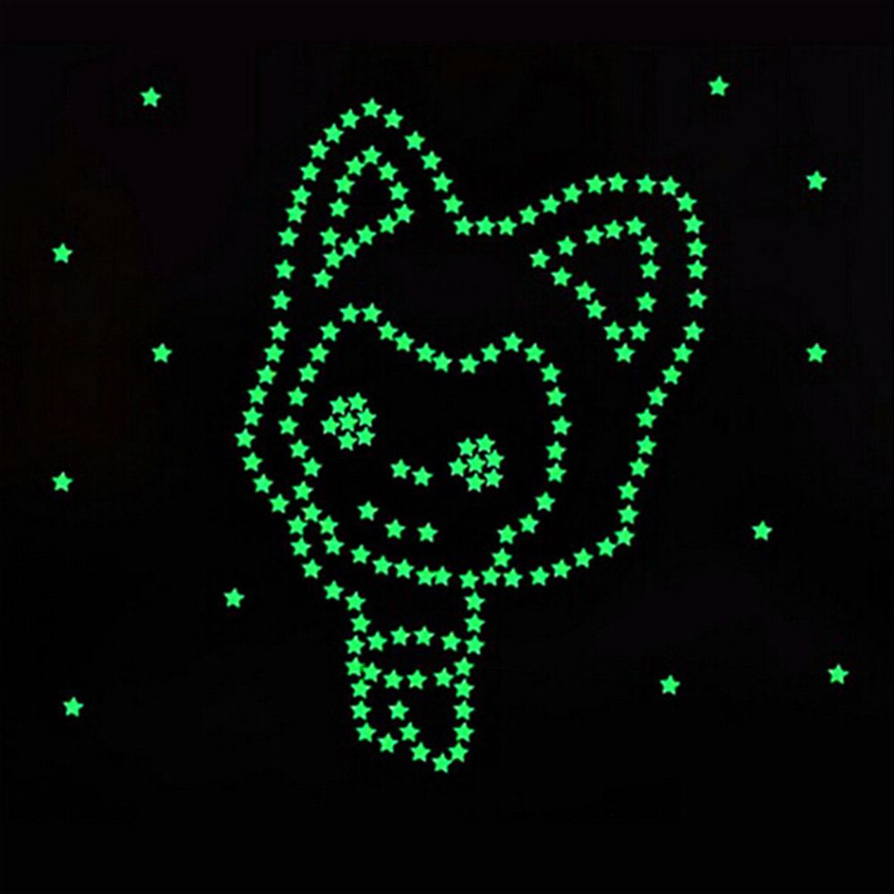 Glow In The Dark 3D Stars Wall Stickers 100Pcs Luminous Fluorescent Plastic Wall Sticker For Kids Baby Room Bedroom Ceiling Home Decor