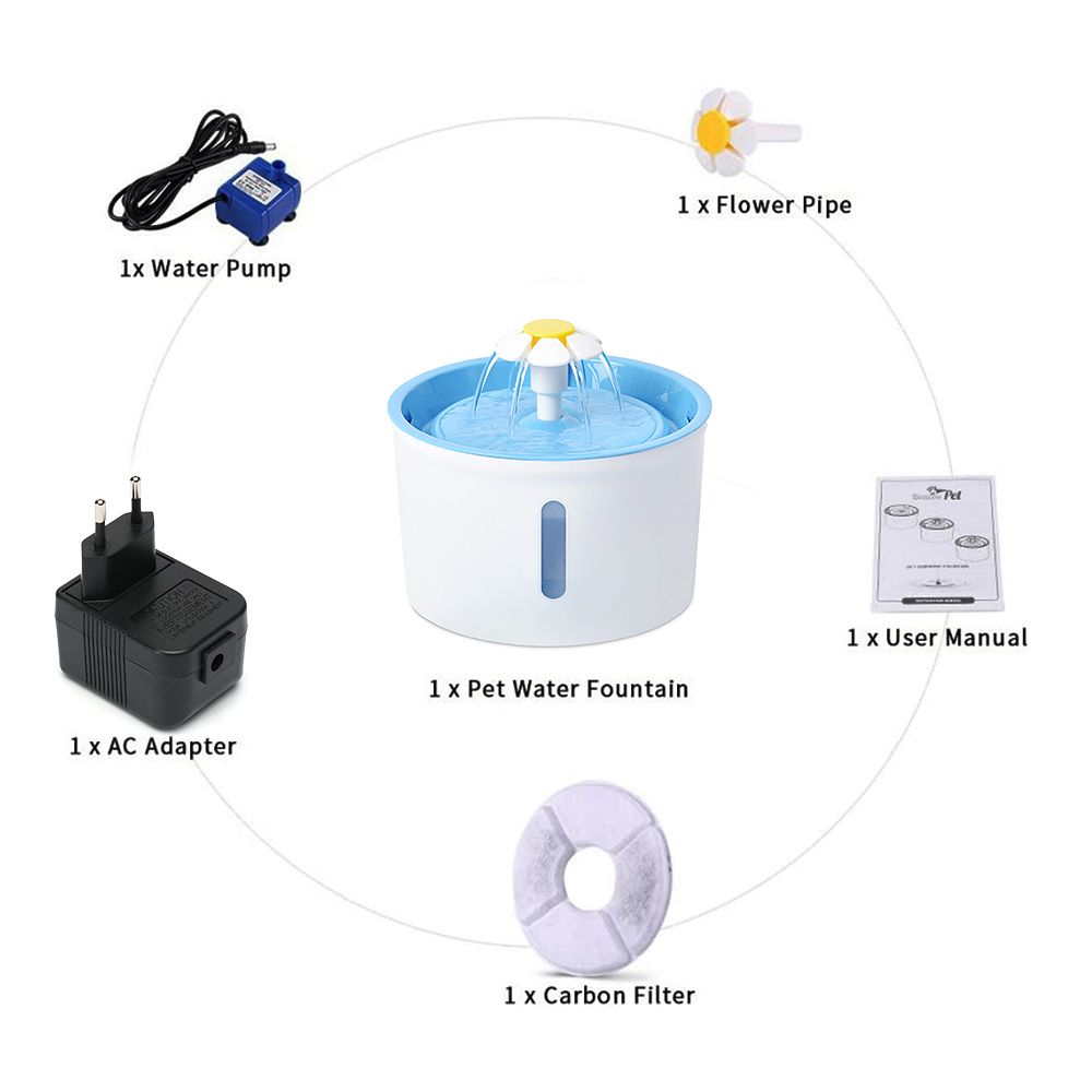 Pet Water Fountain 54oz/ 1.6L With Activated Carbon Filter