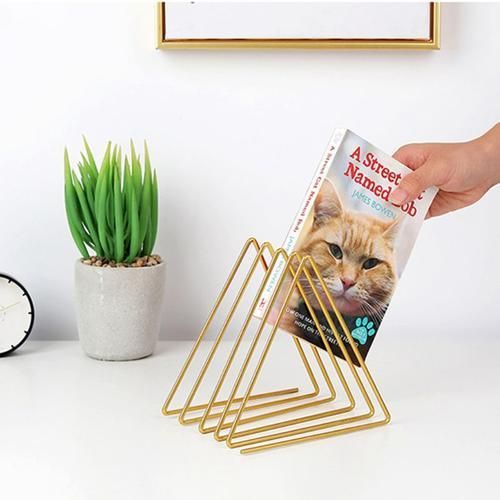 Nordic Triangle Shape Simple Book Support Stand Desktop Storage Rack Shelf Home Decor Magazine Holder