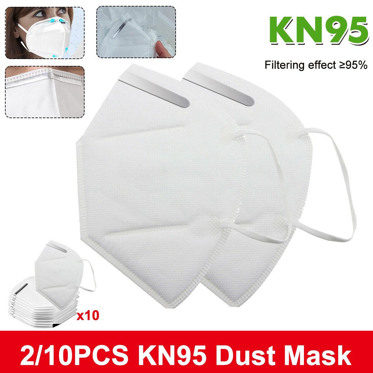 FFP2 KN95 CE Disposable Dust Surgical 4 Layer Filtration Loop N95