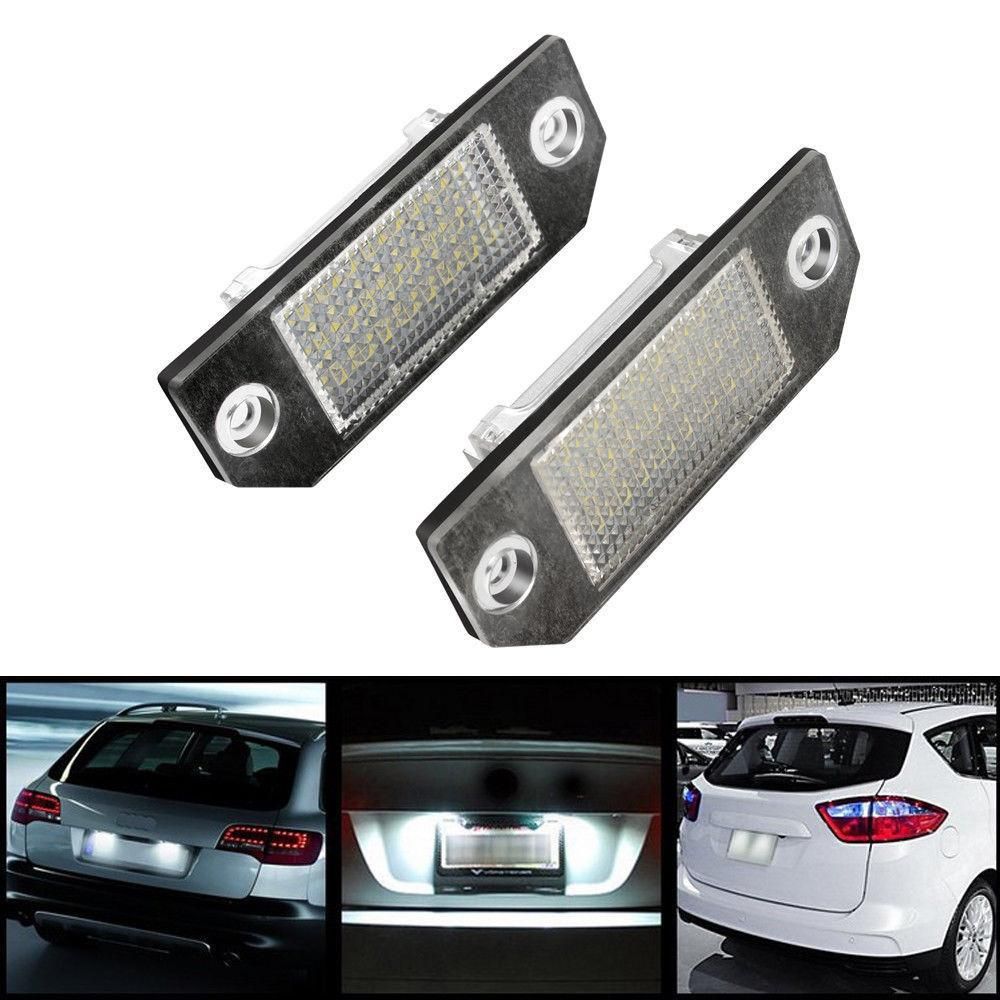2 Pcs LED License Plate Lamp 12V White Light  Replacement for Ford Focus C-MAX MK2