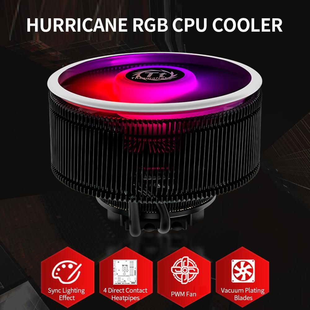 Thermaltake RGB CPU Air Cooler 4 Direct Contact Heatpipes PWM Fan Vacuum Plating Blades Sync Lighting Effect Push Configuration
