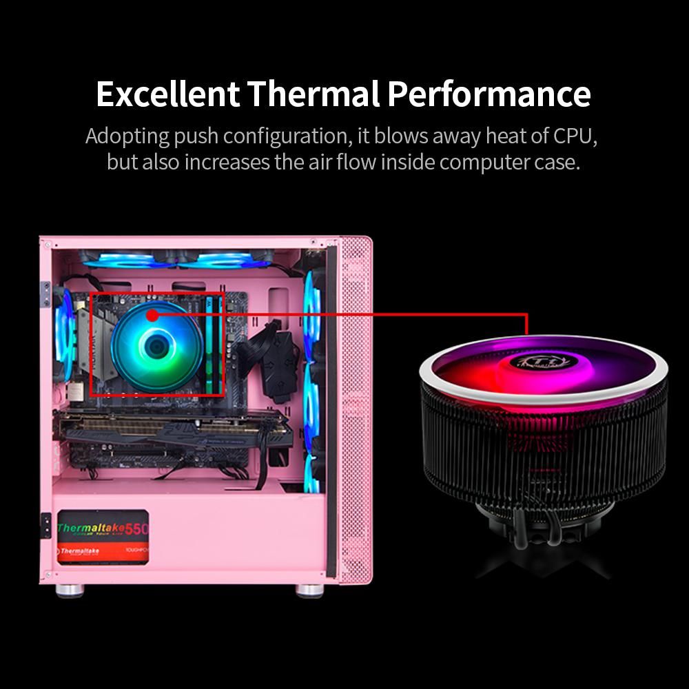 Thermaltake RGB CPU Air Cooler 4 Direct Contact Heatpipes PWM Fan Vacuum Plating Blades Sync Lighting Effect Push Configuration