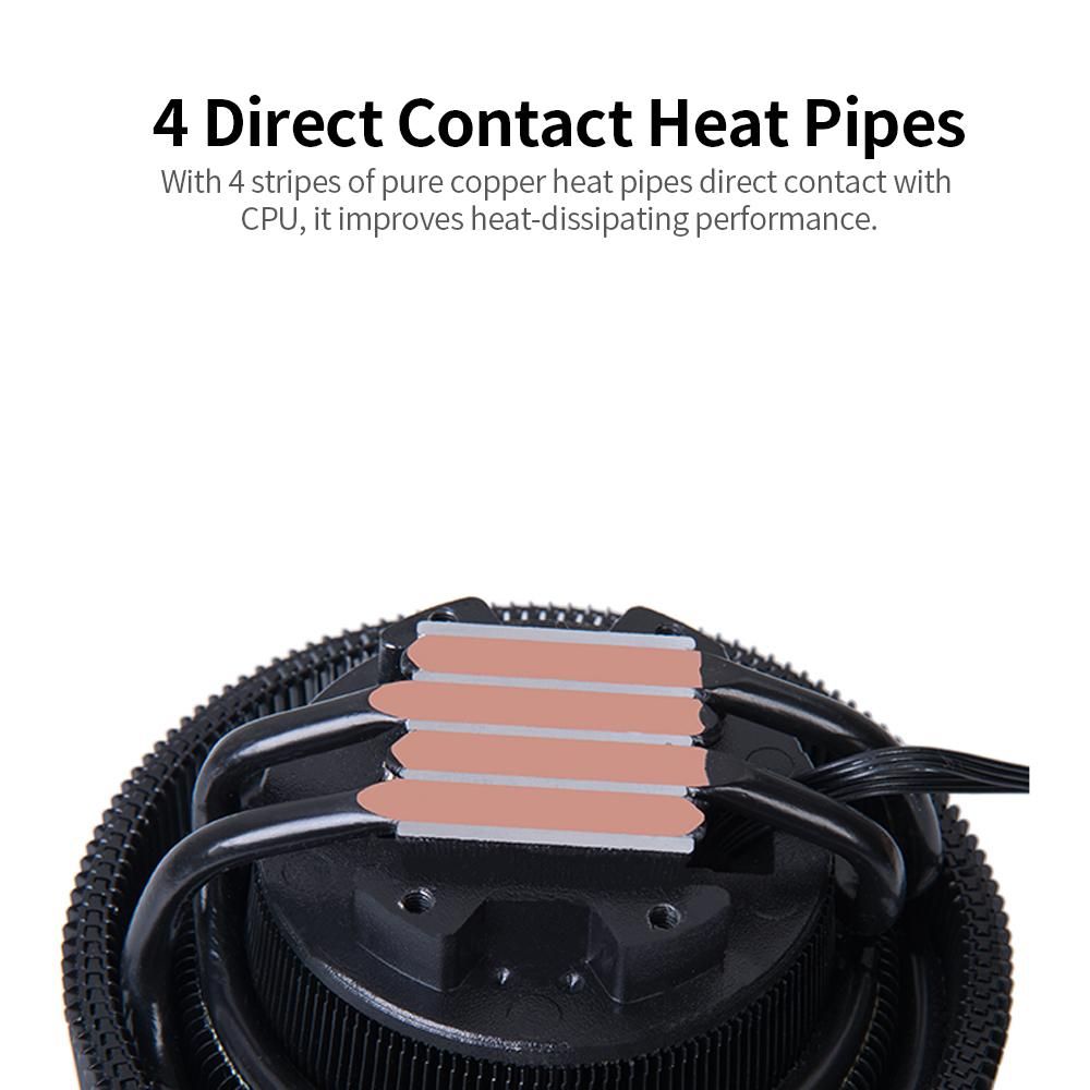 Thermaltake RGB CPU Air Cooler 4 Direct Contact Heatpipes PWM Fan Vacuum Plating Blades Sync Lighting Effect Push Configuration